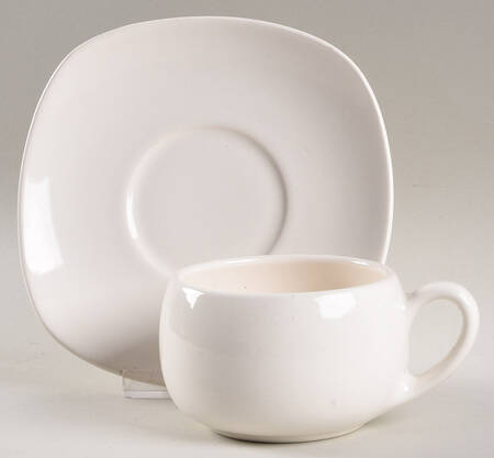 Shoreline White Flat Cup & Saucer Set