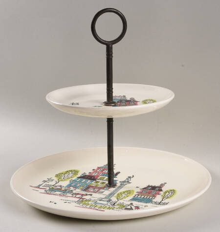 Street Scene 2 Tiered Serving Tray (Dinner&Bread/Butter Plate)