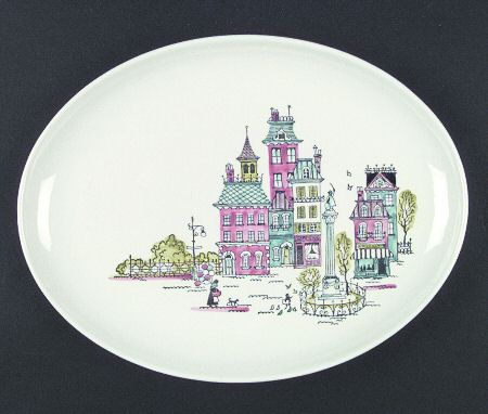 Street Scene 13" Oval Serving Platter