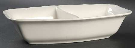 Tradition White 10" Oval Divided Vegetable Bowl