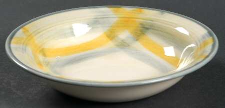 Tweed Grey and Yellow Rim Fruit/Dessert (Sauce) Bowl