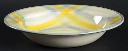 Tweed Grey and Yellow Rim Soup Bowl