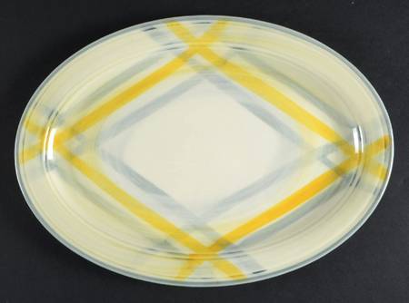 Tweed Grey and Yellow 12" Oval Serving Platter