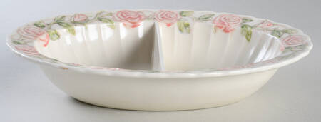 Vernon Rose Pink 11" Oval Divided Vegetable Bowl