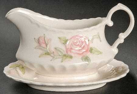 Vernon Rose Pink Gravy Boat with Attached Underplate