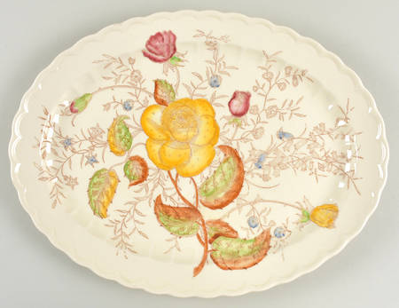 Vernon Rose Yellow 15" Oval Serving Platter
