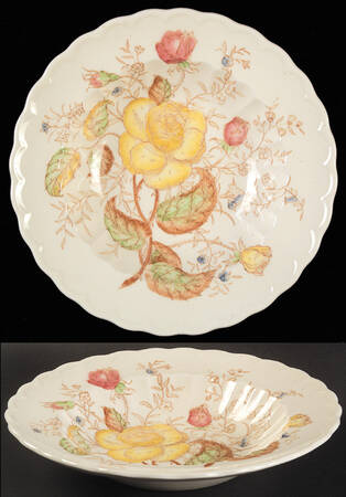 Vernon Rose Yellow Rim Soup Bowl