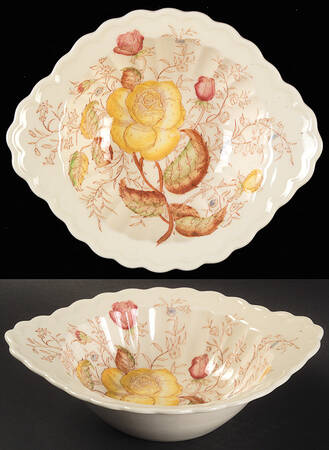 Vernon Rose Yellow Lugged Cereal Bowl