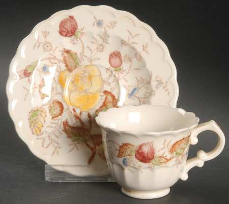 Vernon Rose Yellow Footed Demitasse Cup & Saucer Set