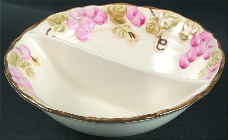 Vintage Pink Round Divided Vegetable Bowl