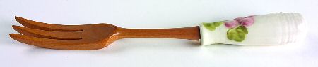 Vintage Pink Salad Serving Fork with Wood Prongs