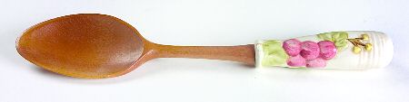 Vintage Pink Salad Serving Spoon with Wood Bowl
