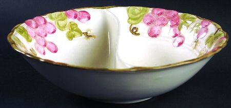 Vintage Pink Large Round Divided Vegetable Bowl