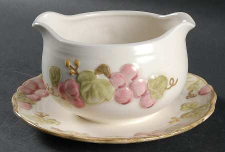 Vintage Pink Gravy Boat with Attached Underplate