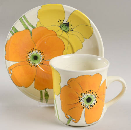 Wild Poppy Yellow Flat Cup & Saucer Set