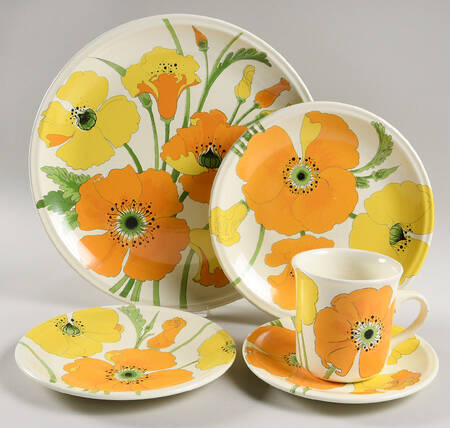 Wild Poppy Yellow 5 Piece Place Setting