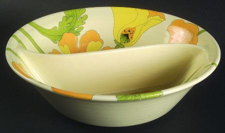 Wild Poppy Yellow Round Divided Vegetable Bowl