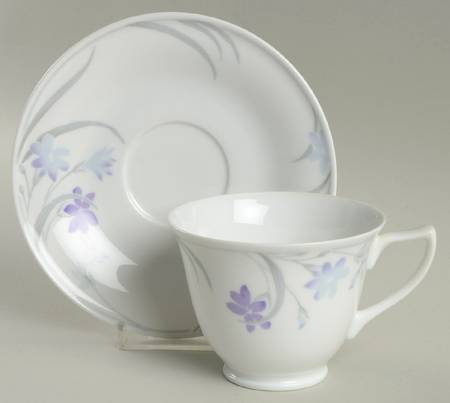 African Violets Footed Cup & Saucer Set