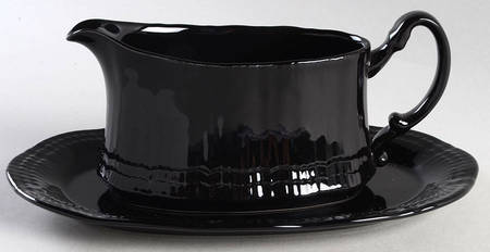 Allura Black Gravy Boat & Underplate
