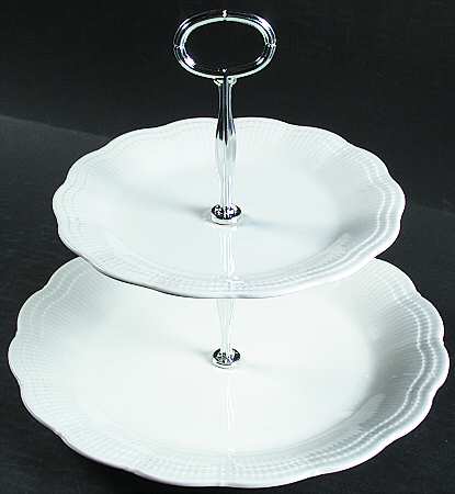 Allura White 6 5/8"-10"  2 Tiered Serving Tray (Dp, Sp) HC
