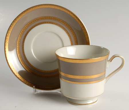 Ambassador Taupe Footed Cup & Saucer Set