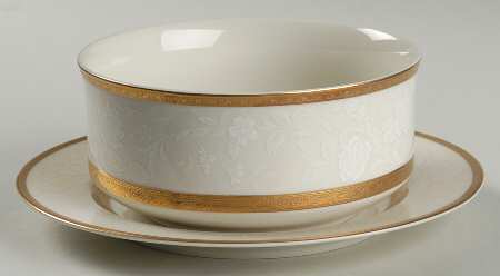 Antique Lace Round Gravy Boat & Underplate (Salad Plate)