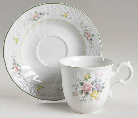 Antique Rose Flat Cup & Saucer Set