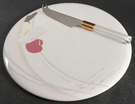 Anthurium 2 Piece Cheese Dish and Knife Set