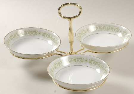 Arabesque 7" x 12" 3-Part Relish & Metal Stand (FR) HC