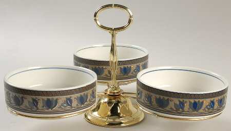 Arabella 7" x 12" 3-Part Relish & Metal Stand (FR) HC