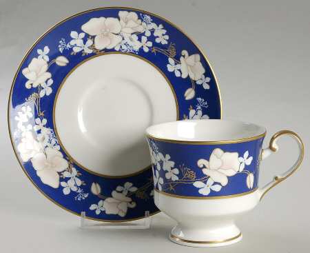August Moon Cobalt Blue Footed Cup & Saucer Set