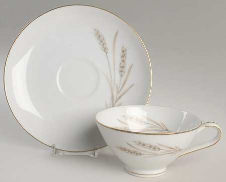 Autumn Wheat Flat Cup & Saucer Set