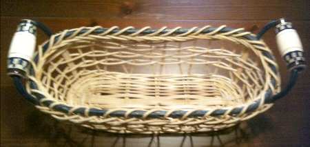 Aztec Blue Wicker Handled Basket