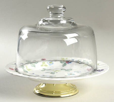 Berry Festival 6 1/2"-7 1/2" Footed Cheese Plate w/ Glass Dome HC