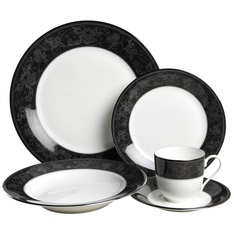 Belgian Lace Black (Mikasa Narumi #CAE05) 5 Piece Place Setting