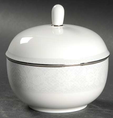 Belgian Lace White Sugar Bowl & Lid