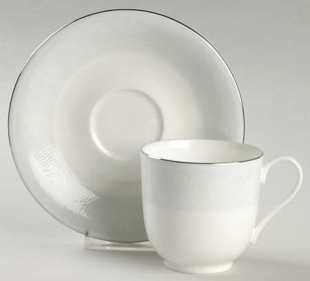 Belgian Lace White Flat Cup & Saucer Set