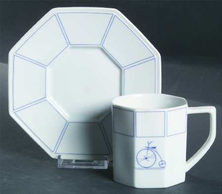 Bicycle Blue Flat Cup & Saucer Set by Mikasa