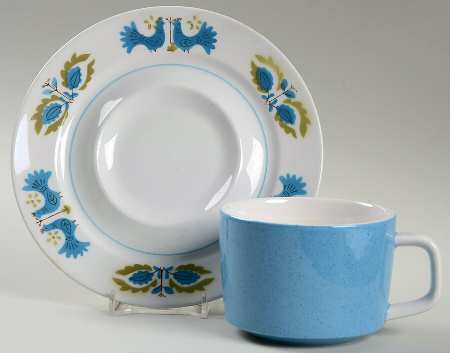 Blue Bird Flat Cup & Saucer Set by Mikasa