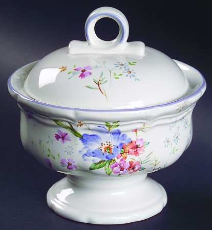 Blue Bouquet Sugar Bowl & Lid
