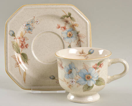 Blue Clematis Footed Cup & Saucer Set