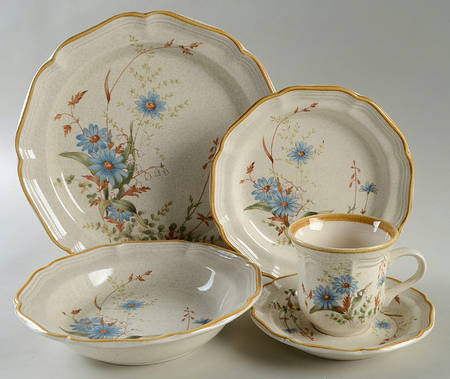 Blue Daisies 5 Piece Place Setting