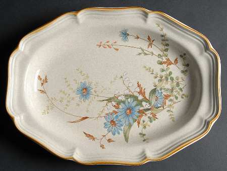 Blue Daisies 14" Oval Serving Platter