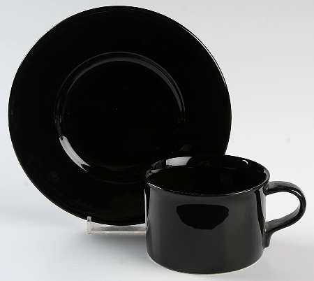 Black Diamond (All Black) Flat Cup & Saucer Set