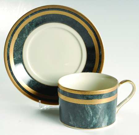 Black Florentine Flat Cup & Saucer Set