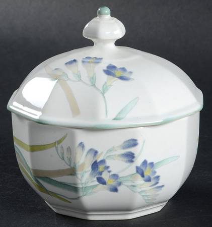 Blue Freesia Sugar Bowl & Lid