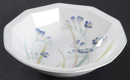 Blue Freesia Rim Cereal Bowl