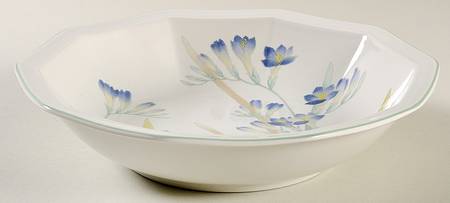 Blue Freesia Rim Soup Bowl