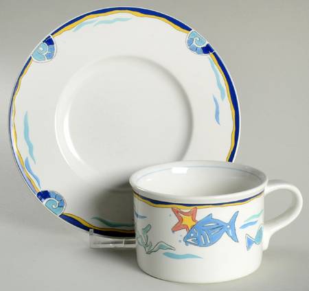 Blue Hawaii Flat Cup & Saucer Set