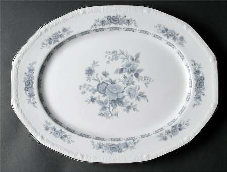 Blue Peony 16" Oval Serving Platter